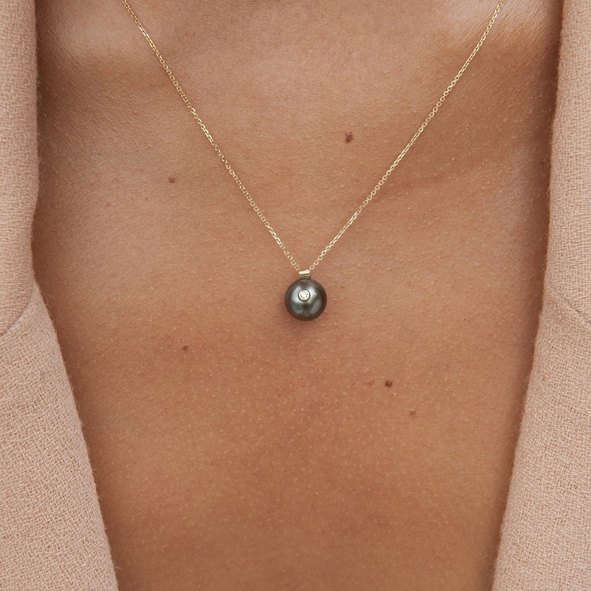 Everly Necklace, Tahitian Black Pearl