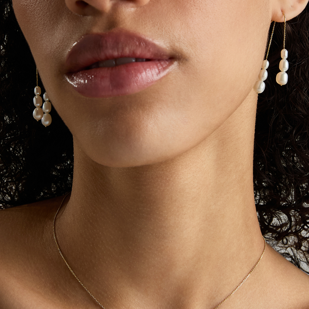 DeMira Waterfall Earrings, White