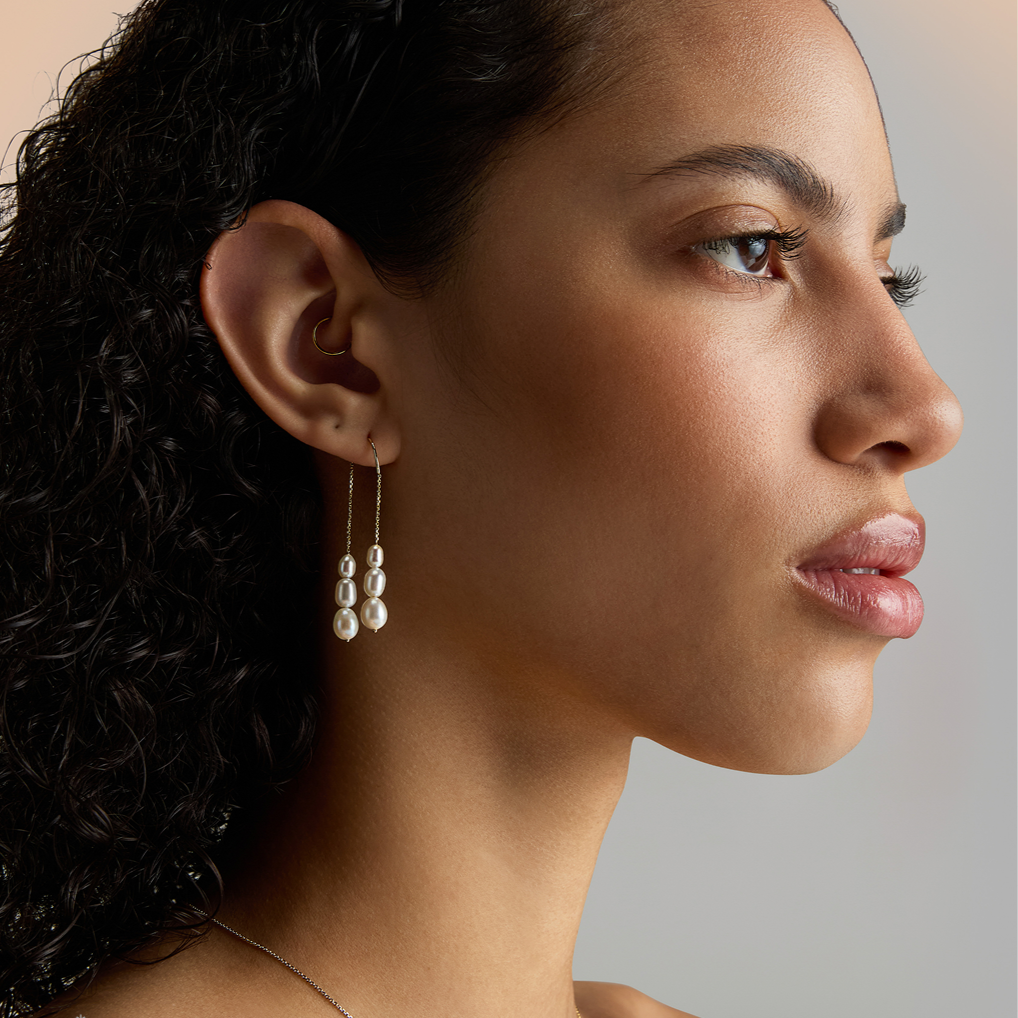 DeMira Waterfall Earrings, White