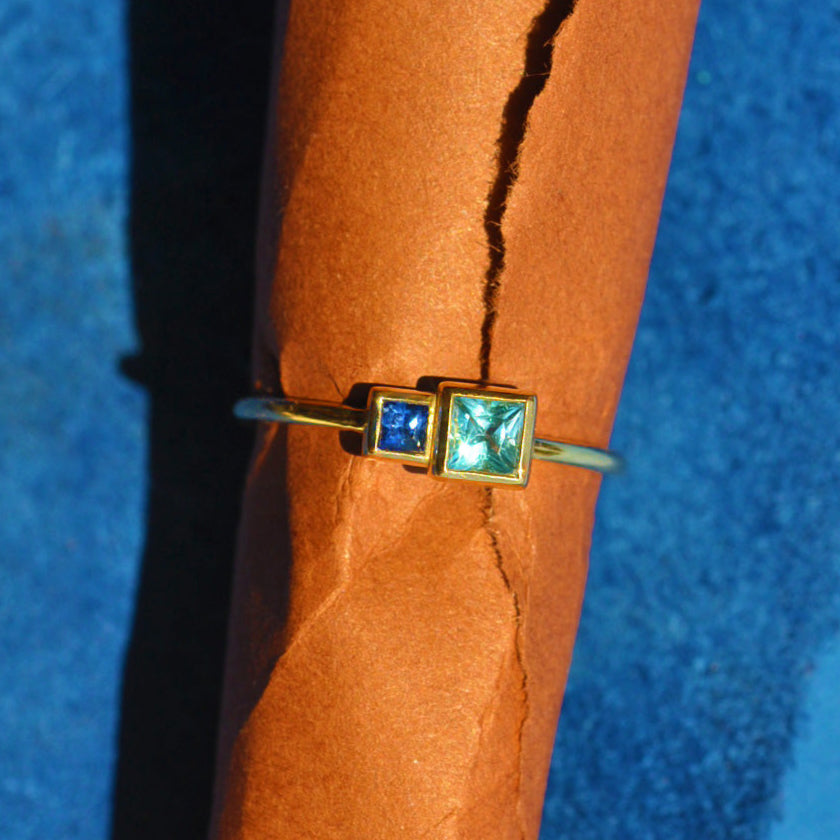 Blue Sapphire &amp; Topaz Savoye Ring