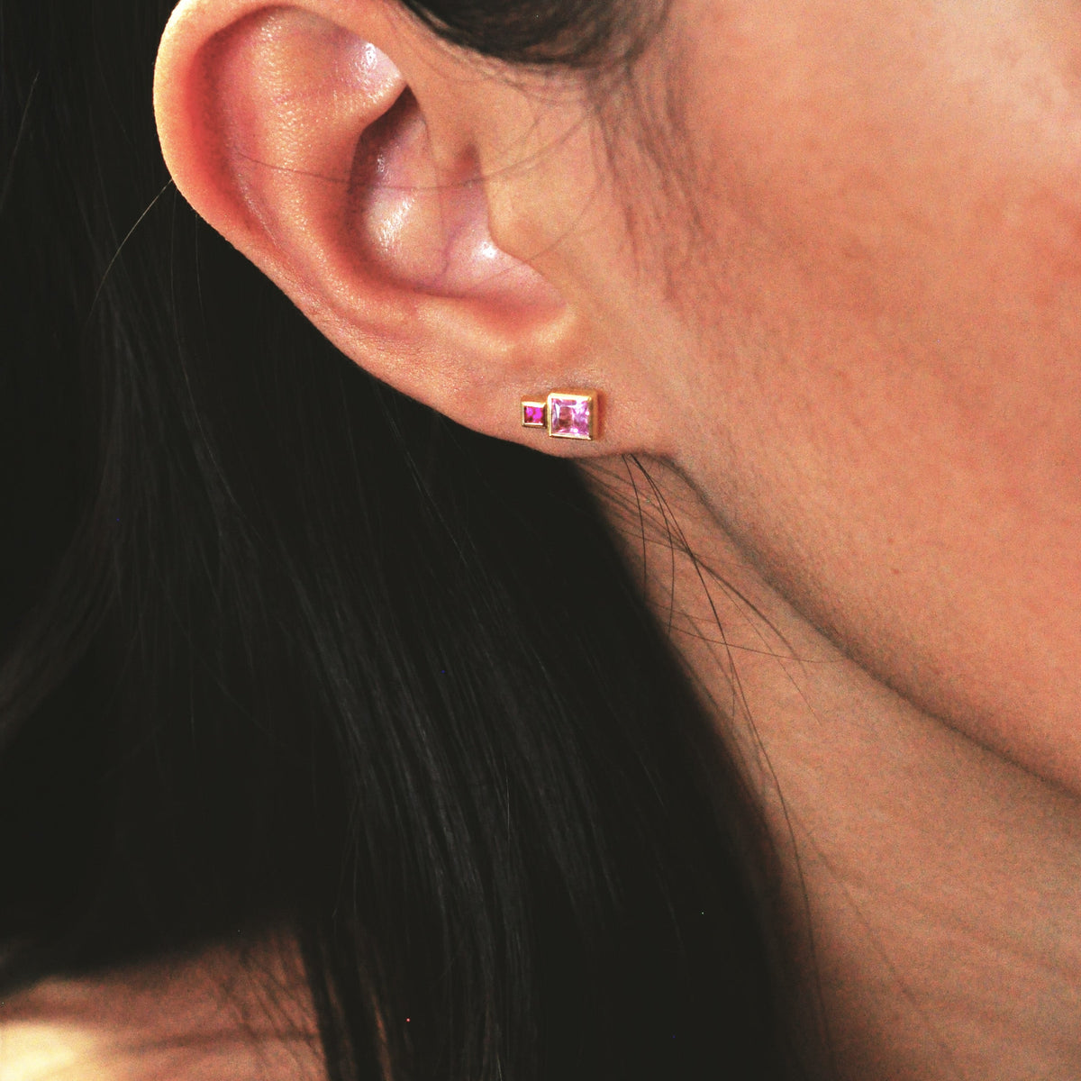 Pink Sapphire Bruta Earring
