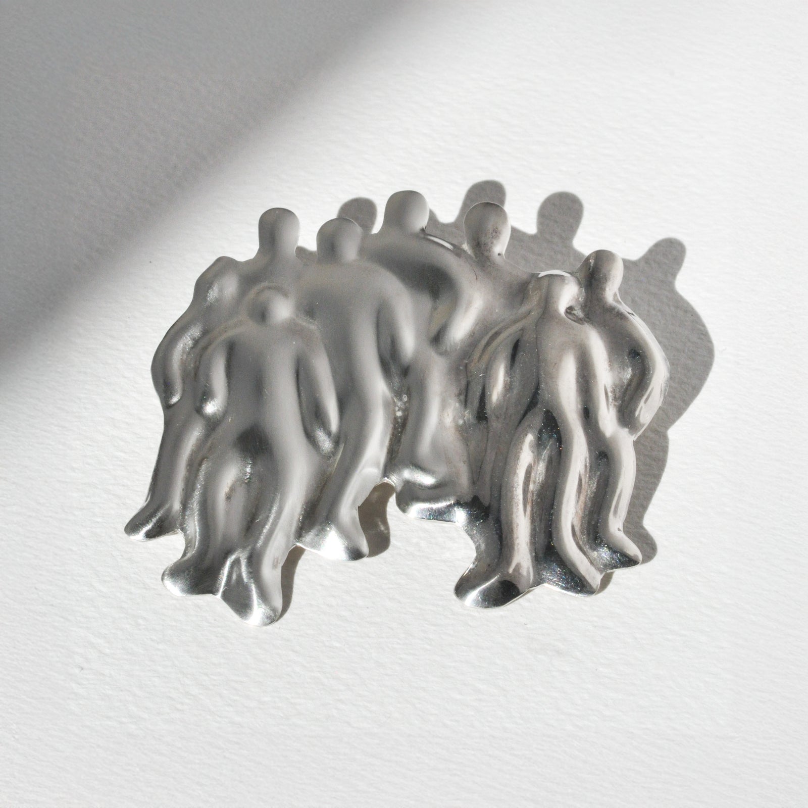 Vintage Modernist Gathering Brooch — Sterling Silver