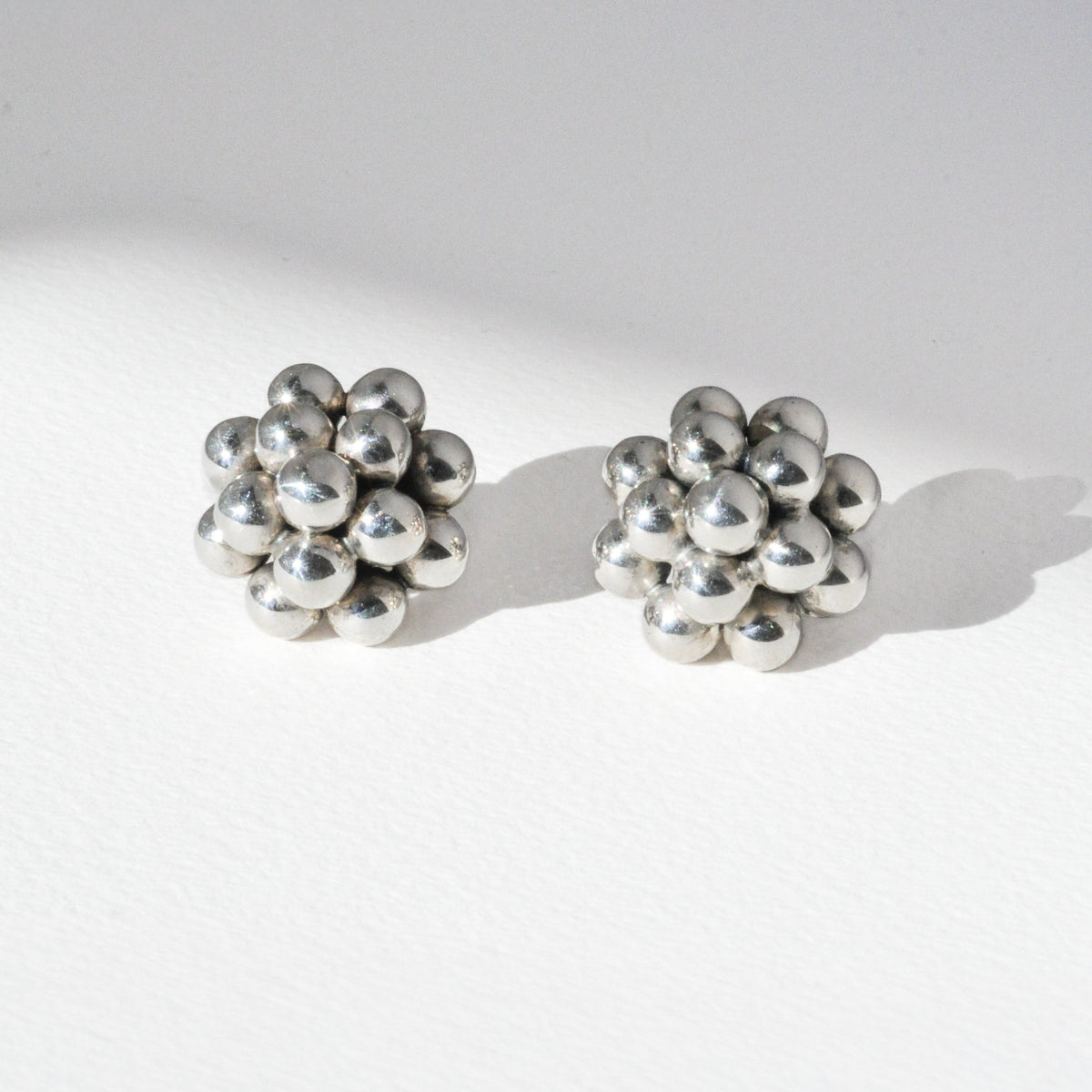 Vintage Sterling Orb Cluster Earrings
