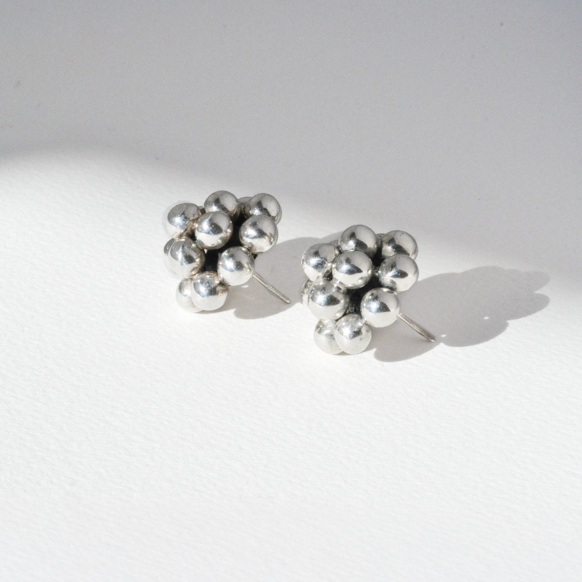 Vintage Sterling Orb Cluster Earrings