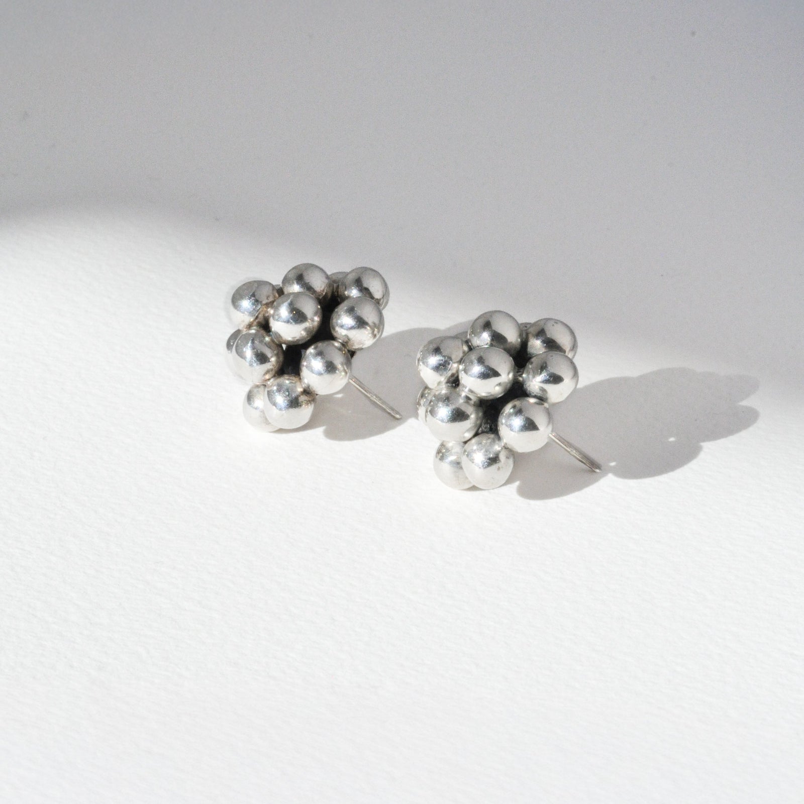 Vintage Sterling Orb Cluster Earrings