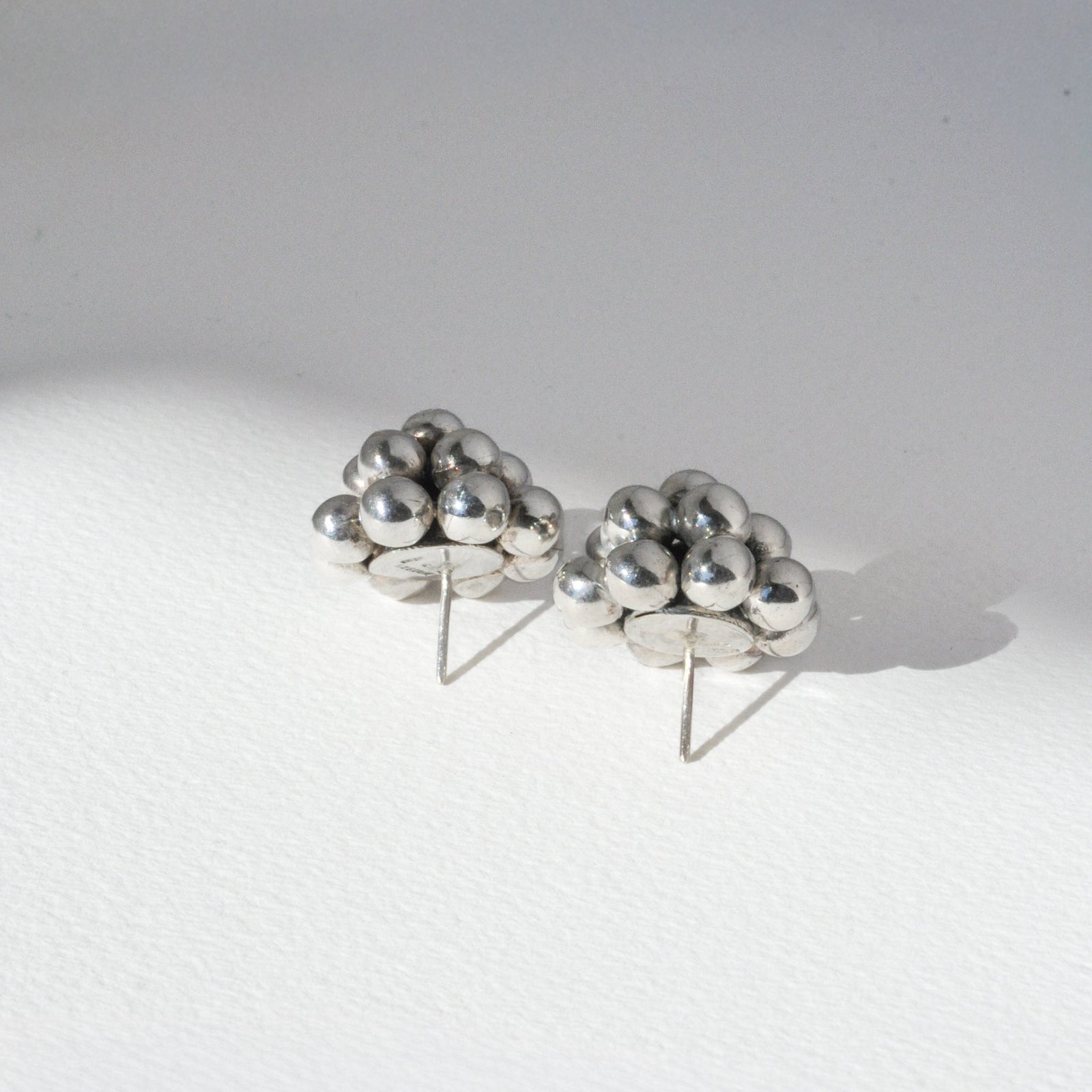 Vintage Sterling Orb Cluster Earrings
