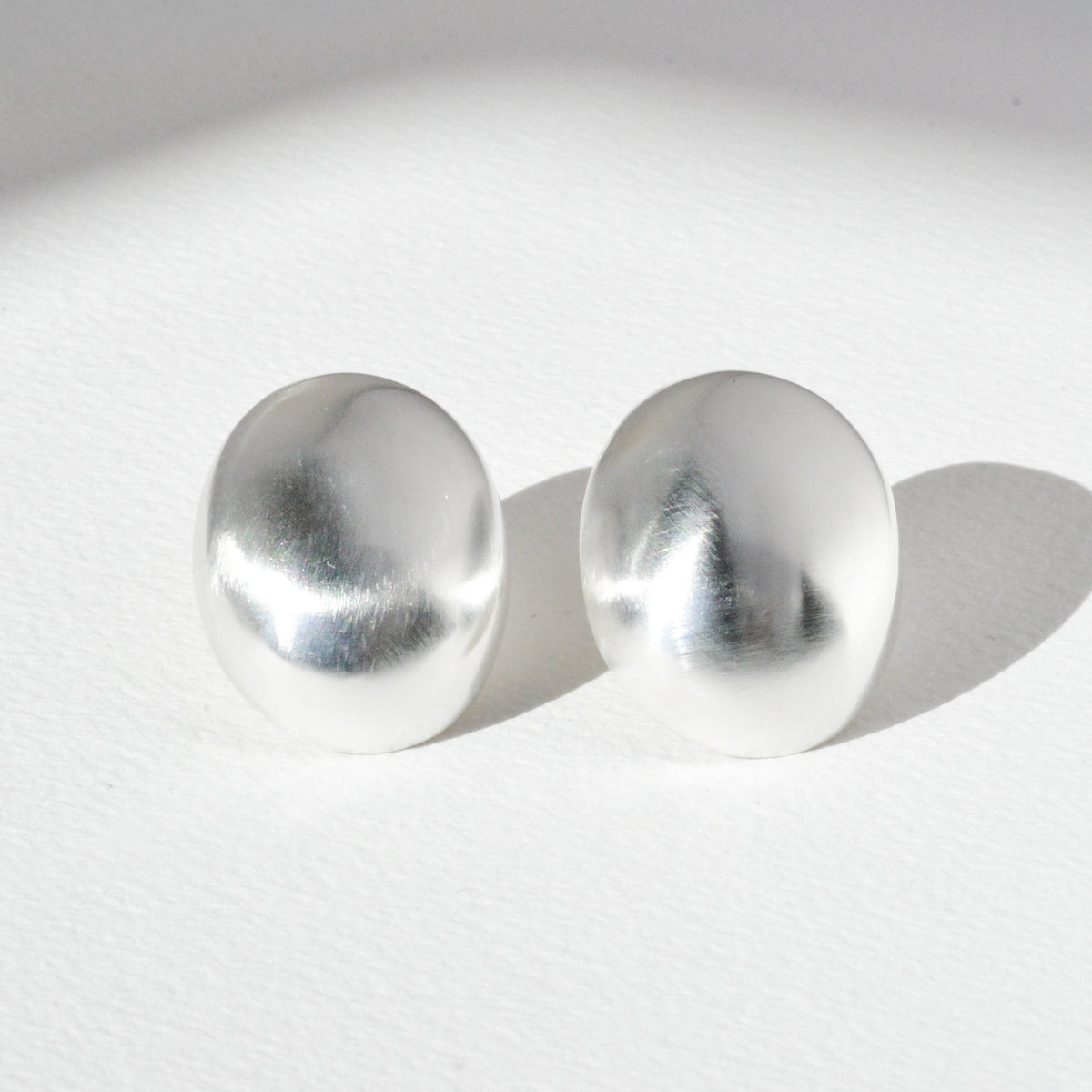 Vintage Sterling Oval Dome Earrings