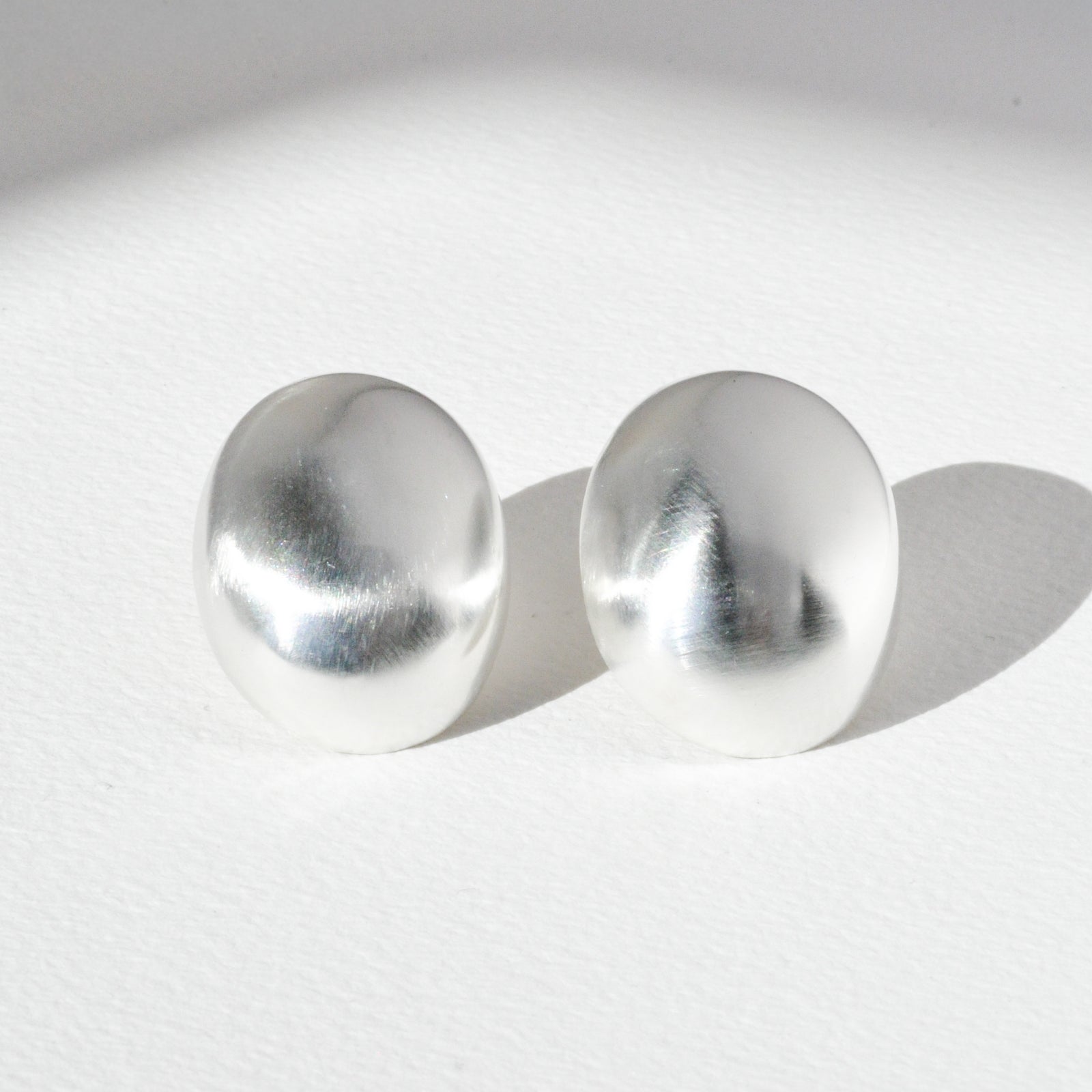 Vintage Sterling Oval Dome Earrings