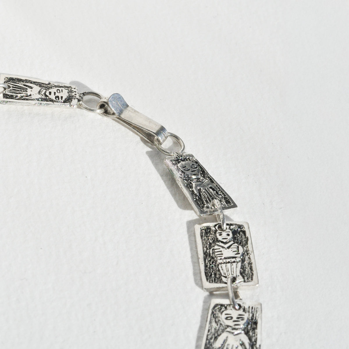 Vintage Silver Etched Totem Panel Necklace