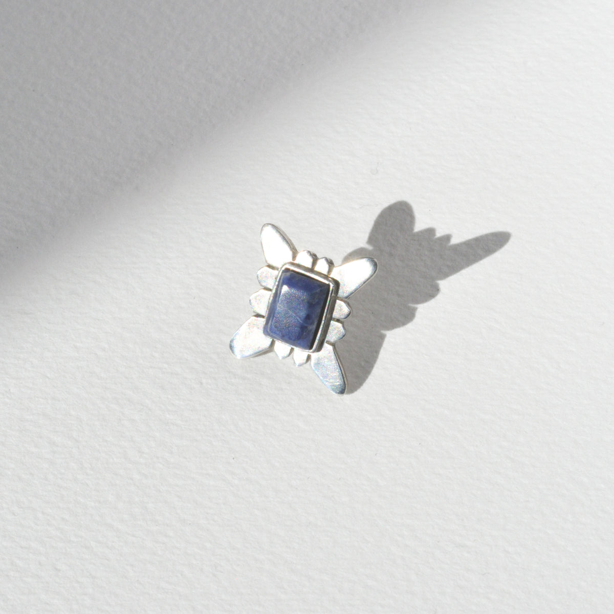 Vintage Sterling Lapis Frame Earring