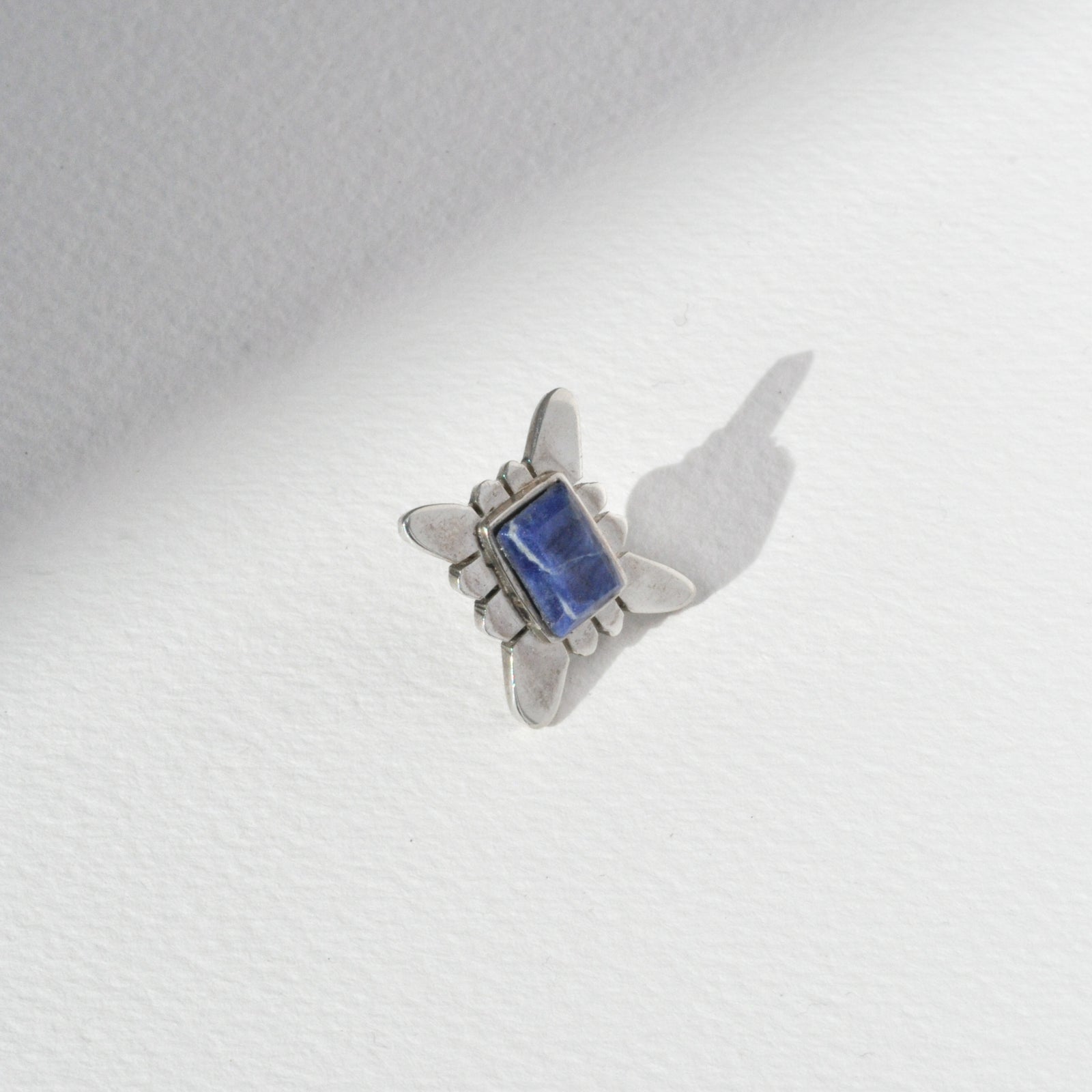 Vintage Sterling Lapis Frame Earring