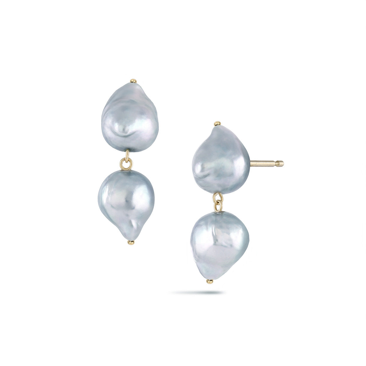 Double Akoya Duo Earrings, Blue