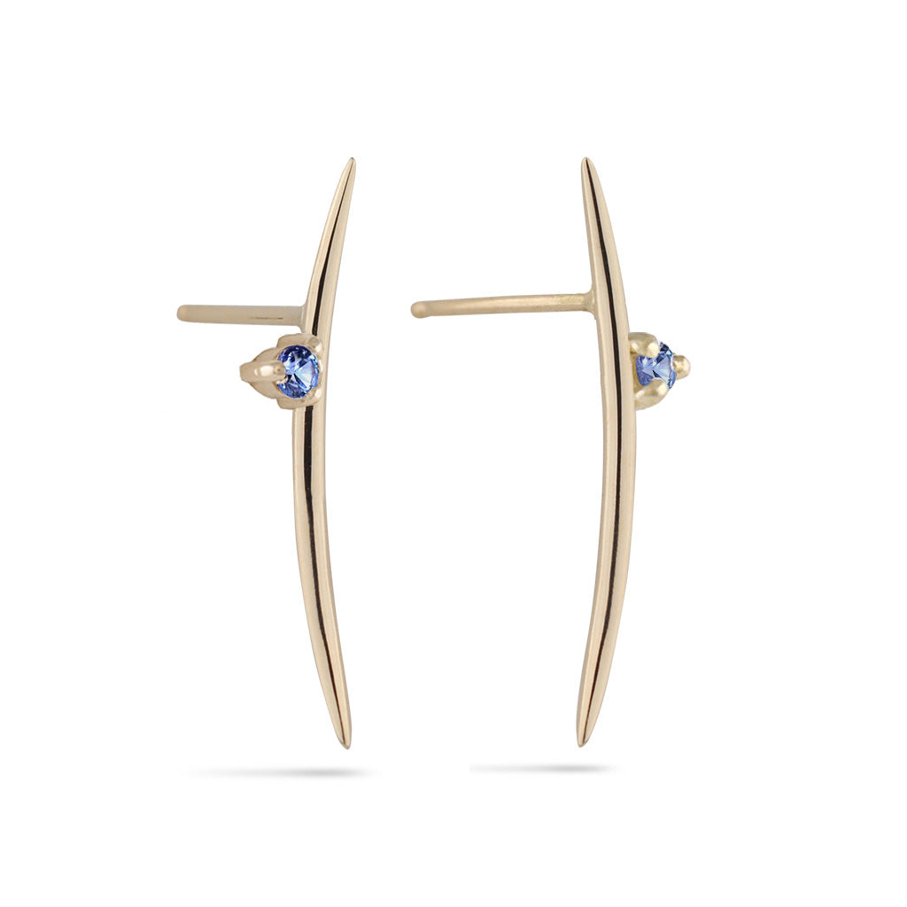 Blue Sapphire Long Arc Earrings