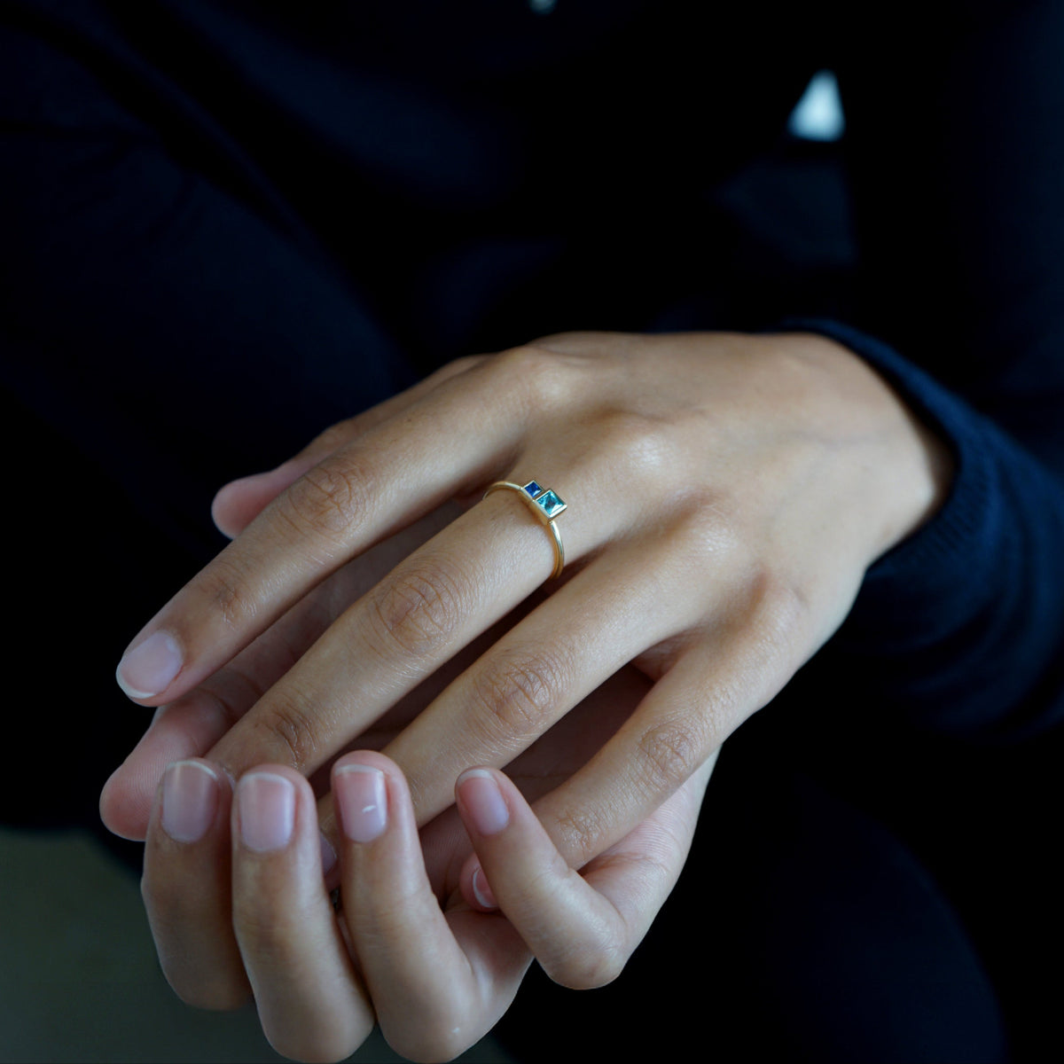 Blue Sapphire &amp; Topaz Savoye Ring