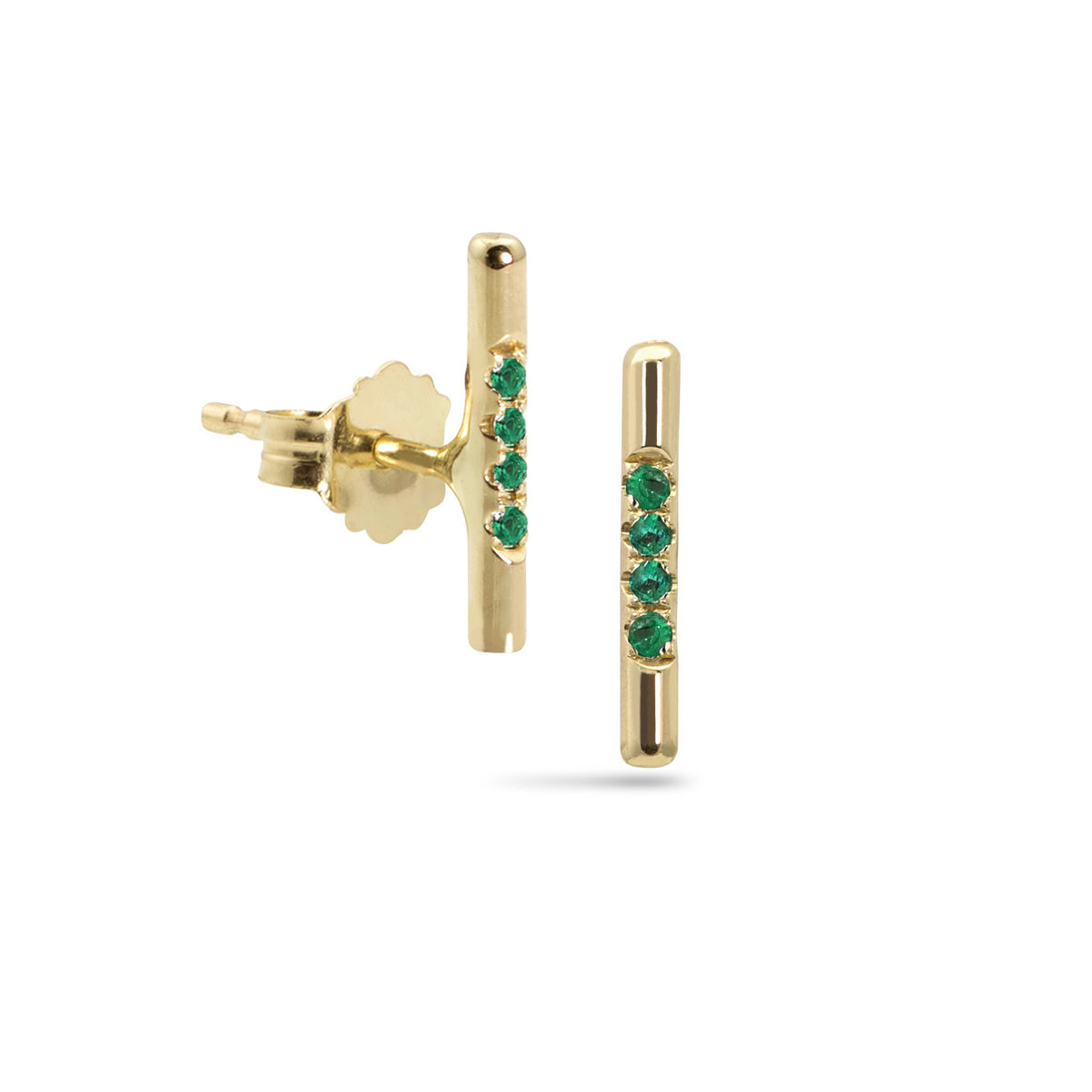 Linea Pave Studs, Emerald