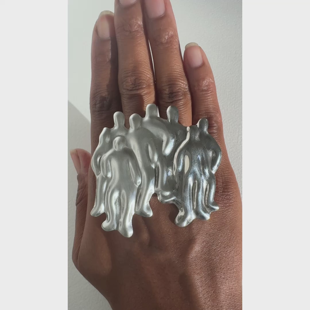 Vintage Modernist Gathering Brooch — Sterling Silver