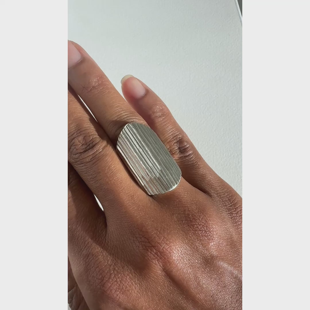 Vintage Sterling Modernist Shield Ring