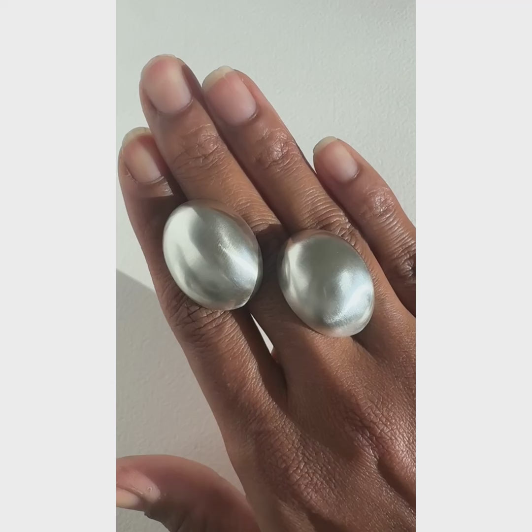 Vintage Sterling Oval Dome Earrings