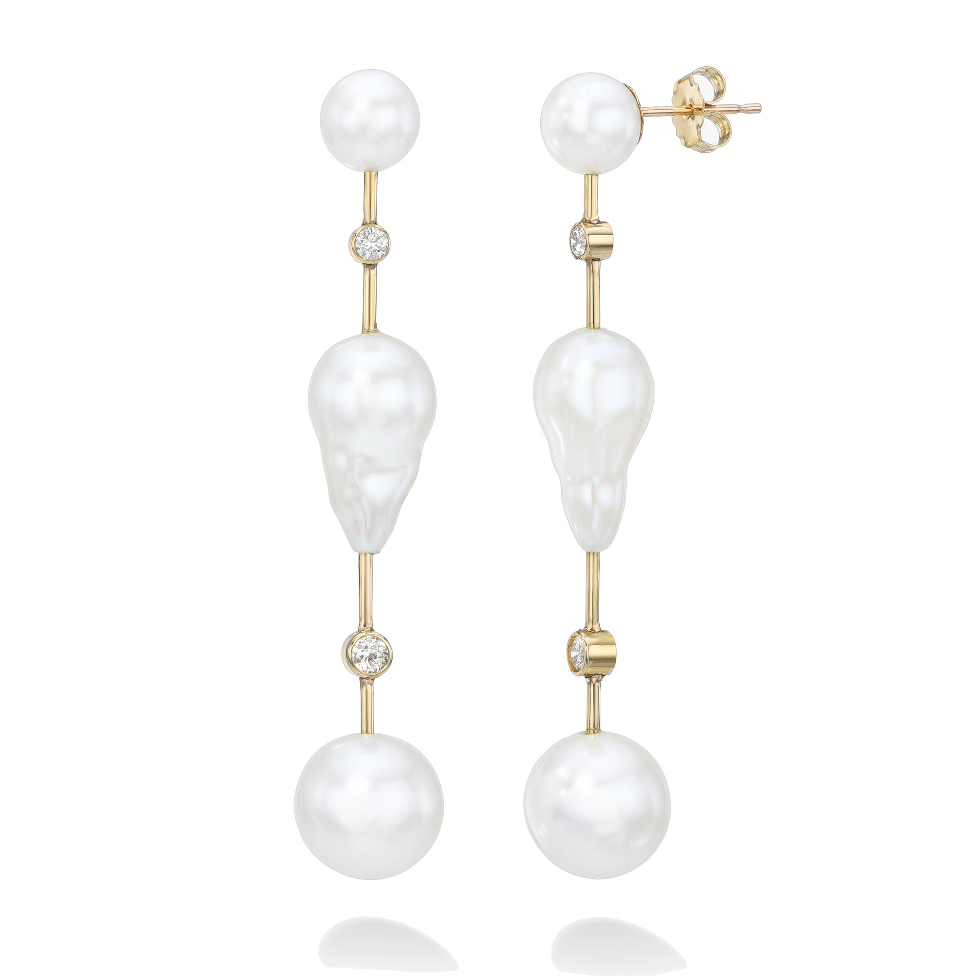 Diamond Round Cloudbar Earrings
