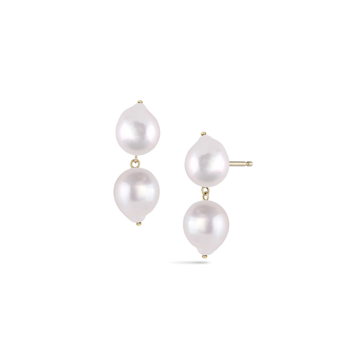 Double Akoya Duo Earrings, White