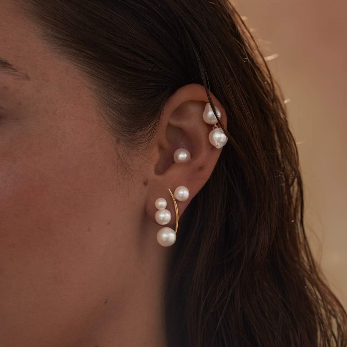 Double Akoya Duo Earrings, White