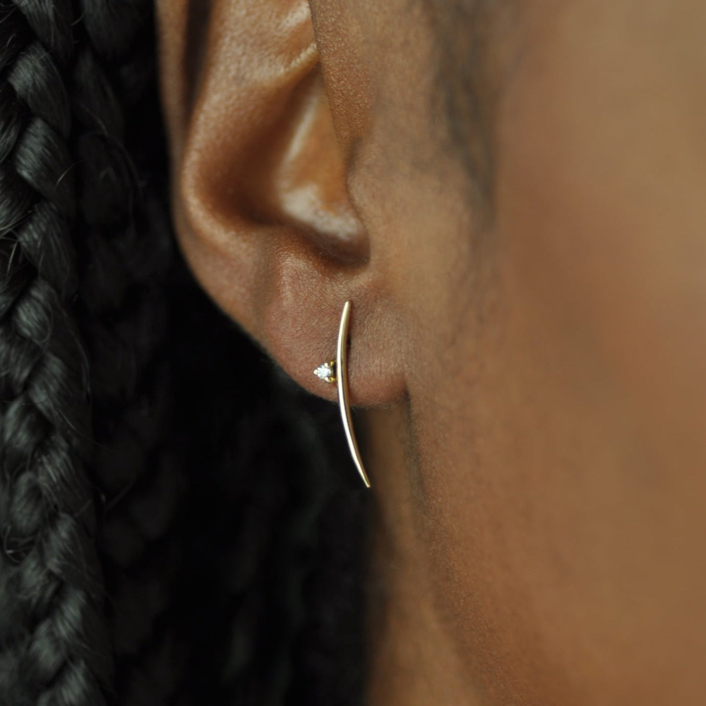 Diamond Long Arc Earrings