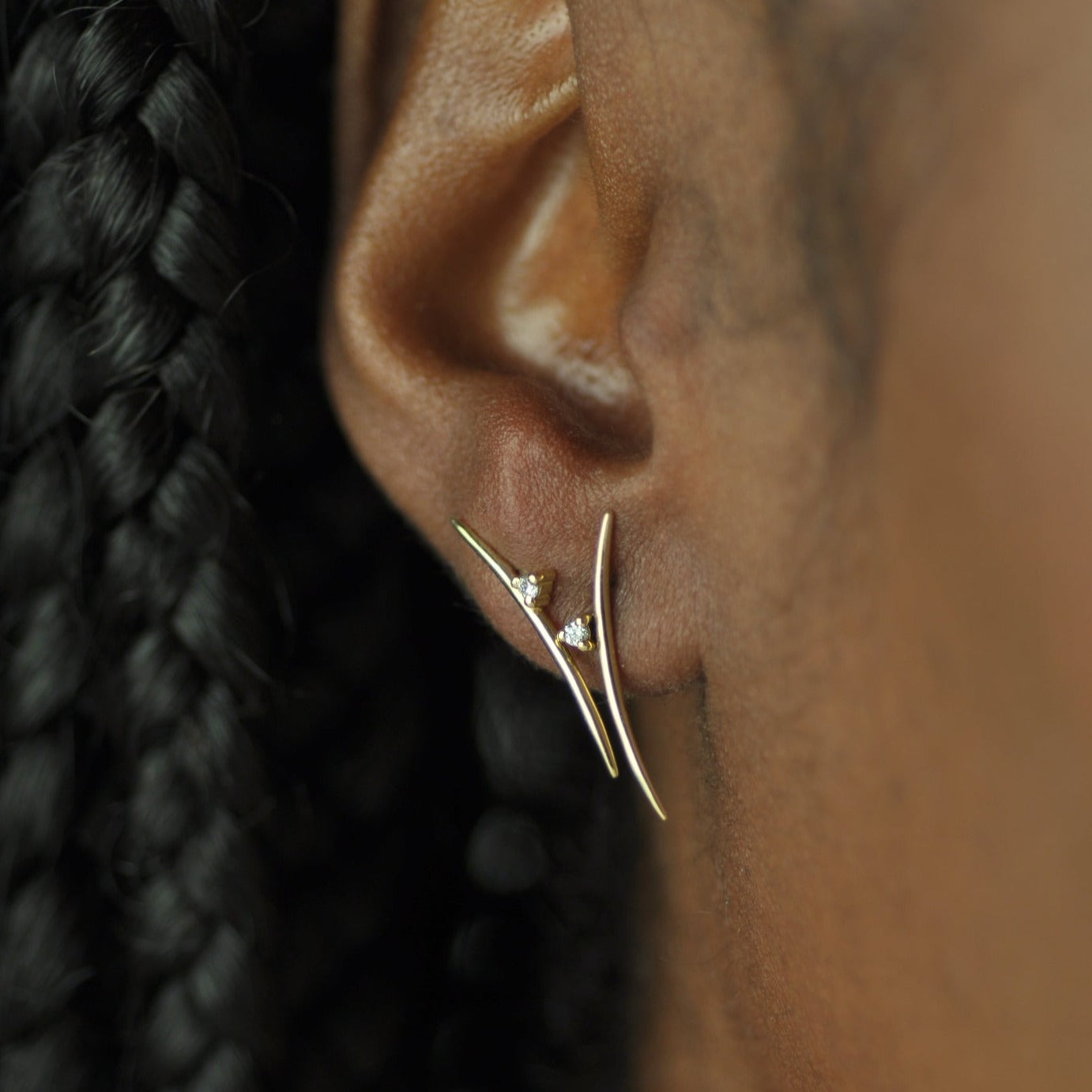 Diamond Long Arc Earrings