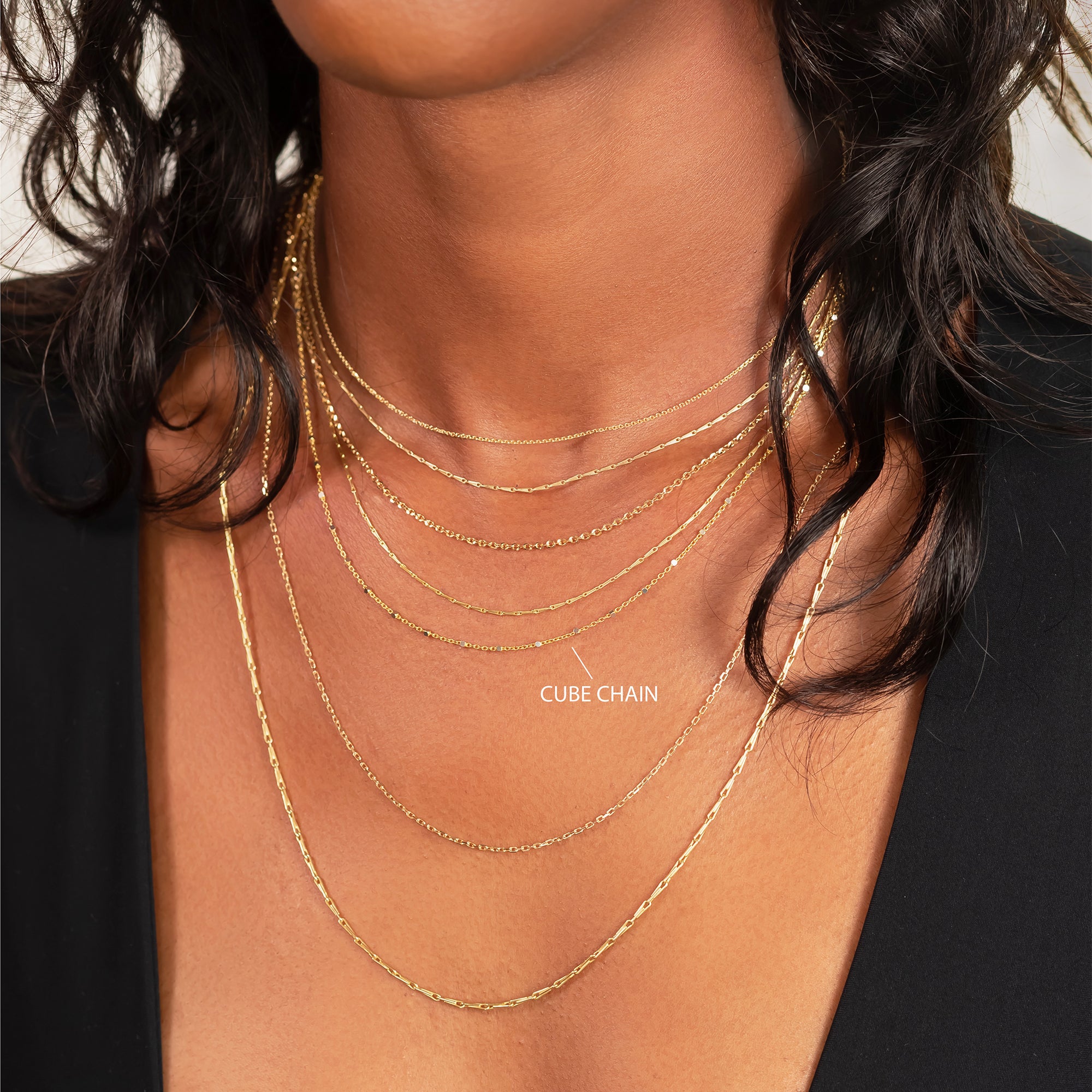 Cube Mixed Metal Chain