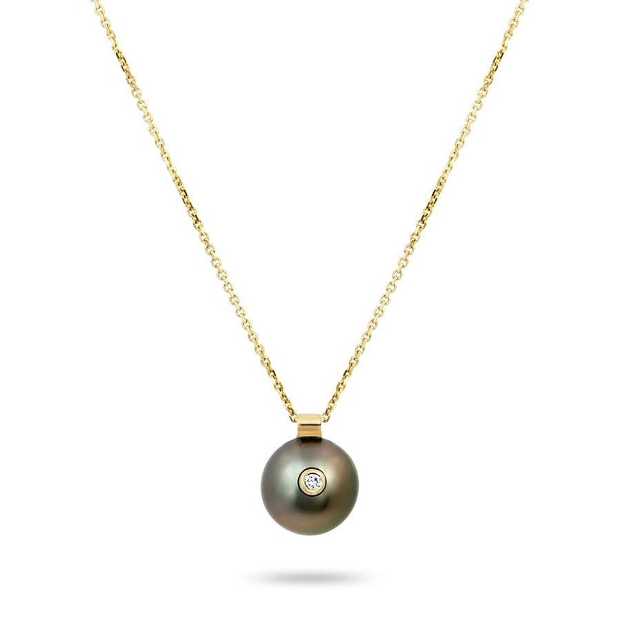 Everly Necklace, Tahitian Black Pearl