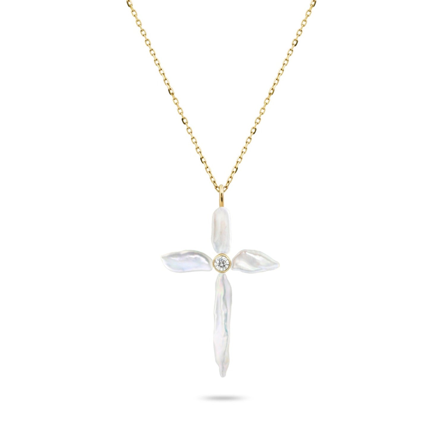 Divina Pearl Cross Necklace