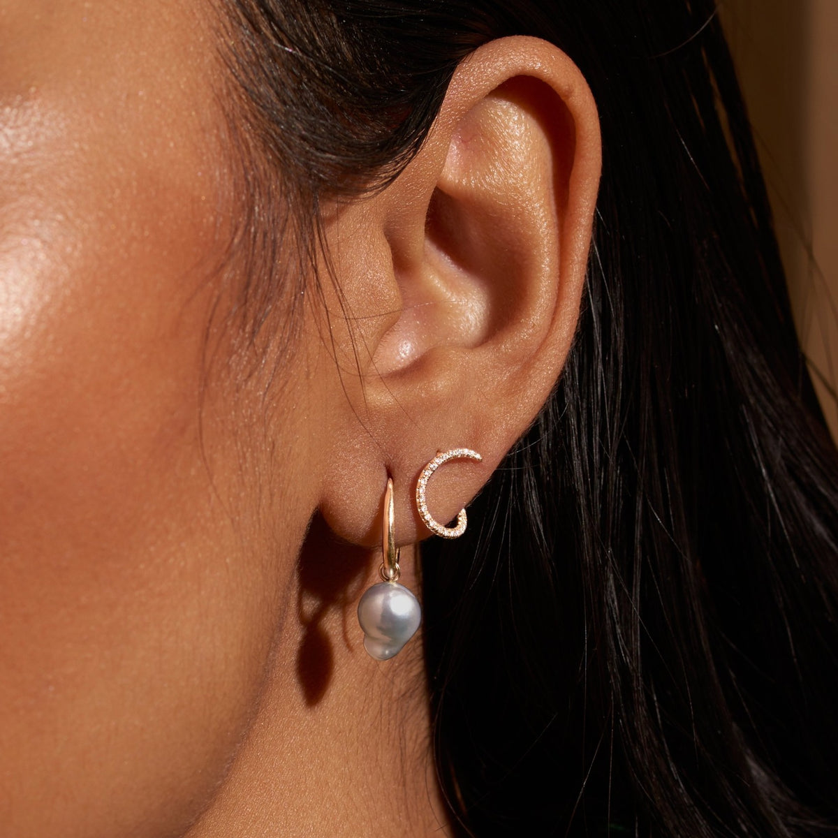 Cassiopeia Charm Earrings, Blue Akoya