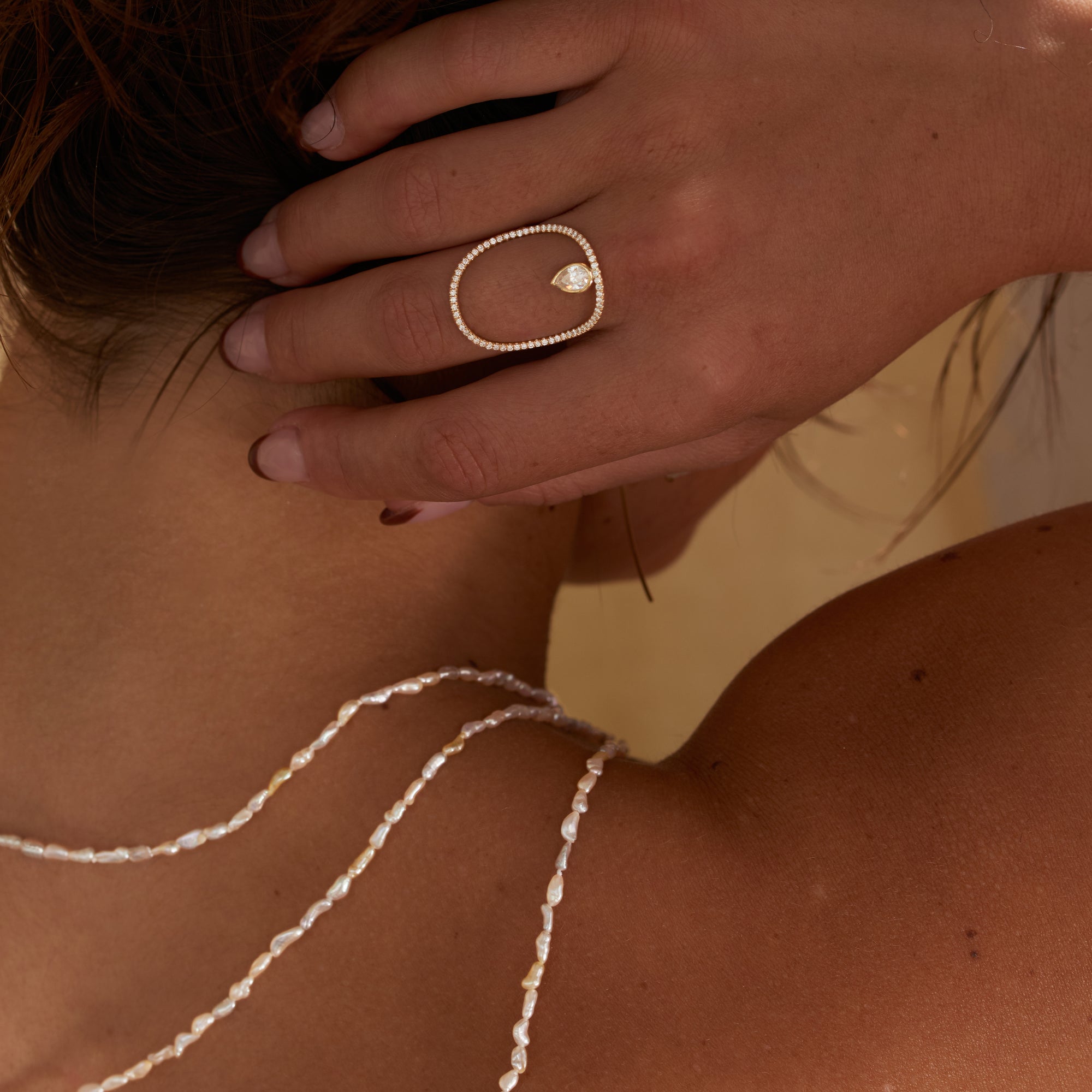 Continuity Pavé Pear Diamond Ring