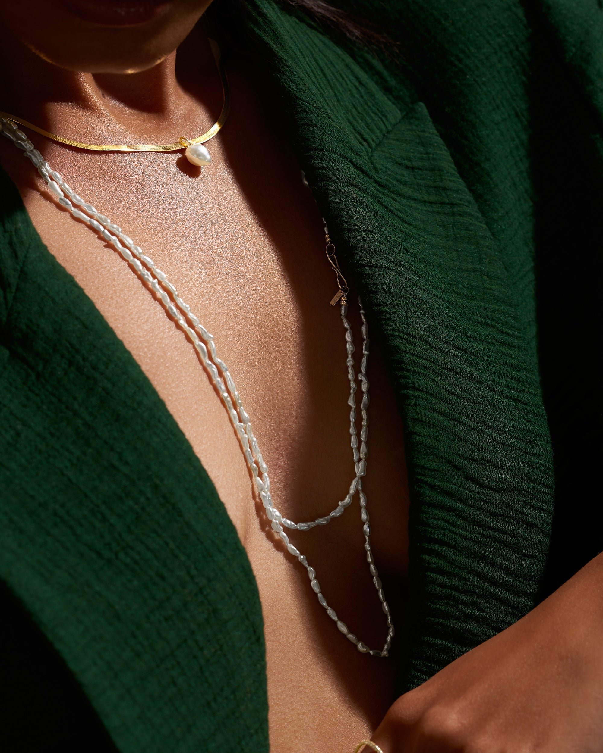 Pebble Pearl Double-Wrap Necklace