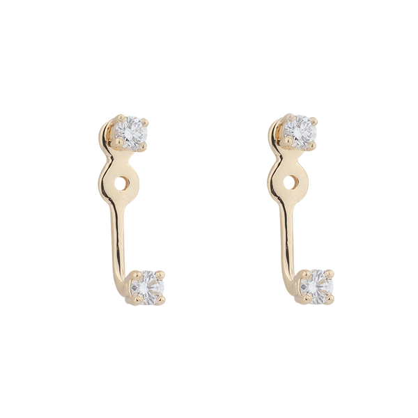 Buy Ear Jacket Earrings, 14K / 18K Rose Gold, Diamond Earrings, Diamond  Studs, Diamond Earrings Jackets, Anniversary Gift, Wedding Gift Online in  India - Etsy