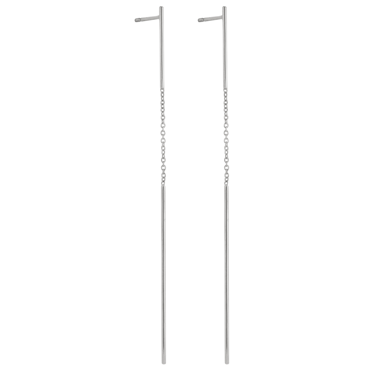 white/space jewelry double stick chain earrings silver