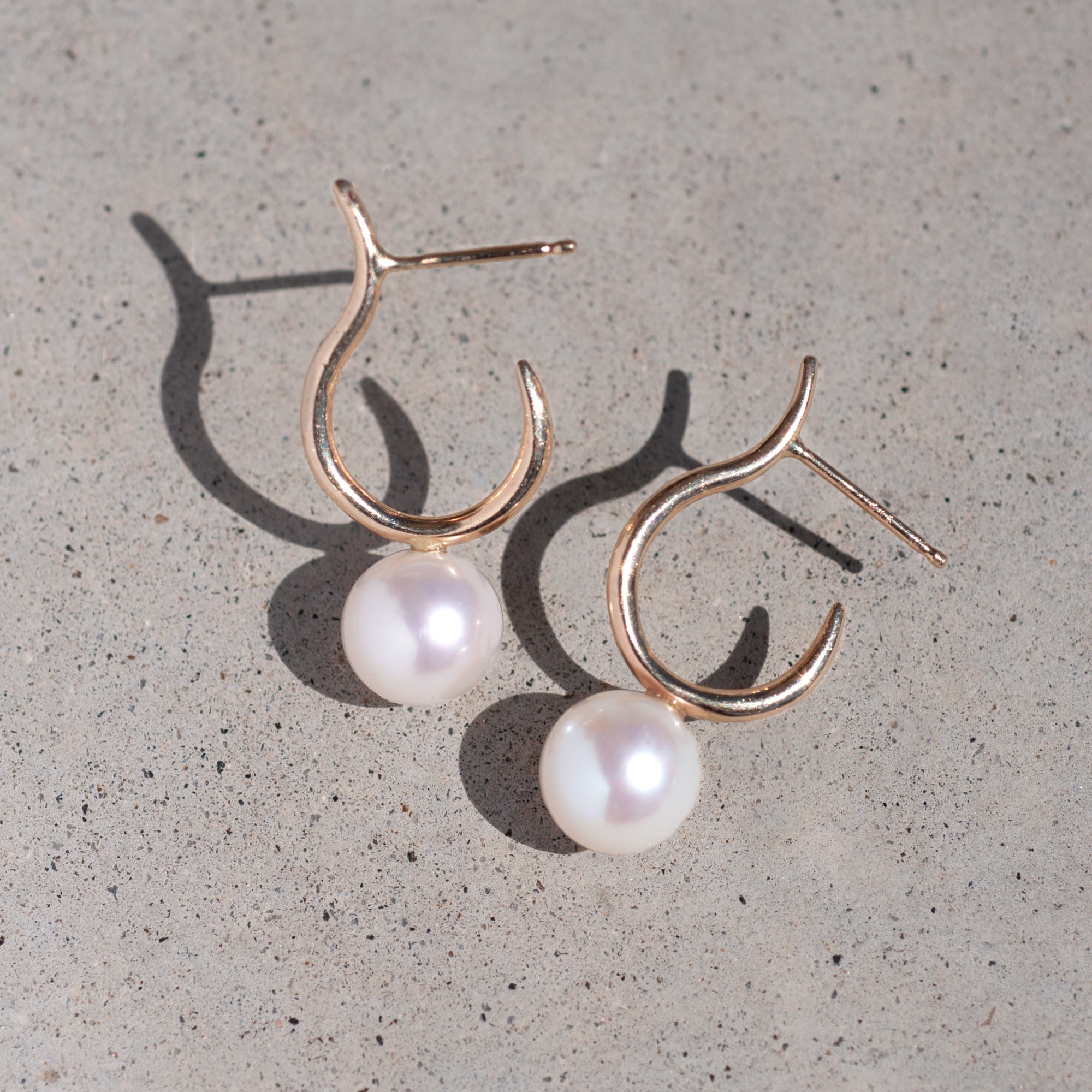 Pearl Moon Hoops, White