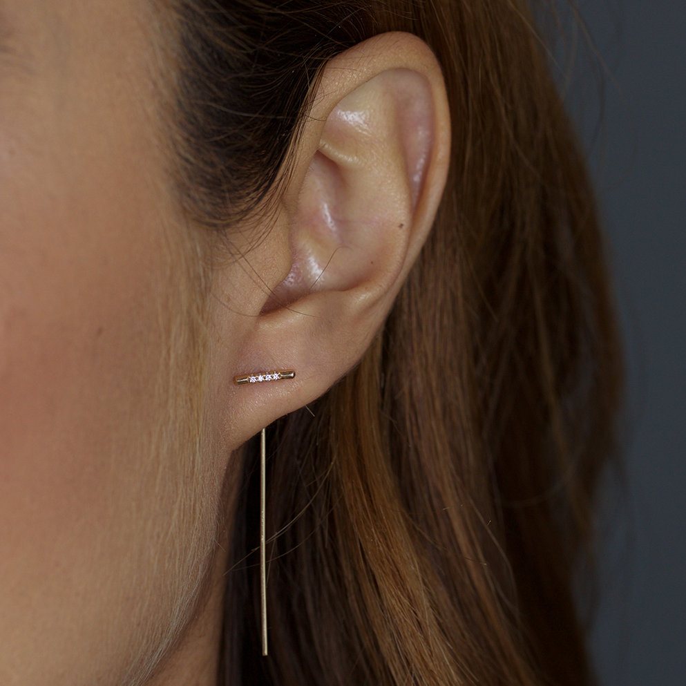 Pavé Linea Threader Earring | White/Space Pavé Linea Threader Earring | White/Space