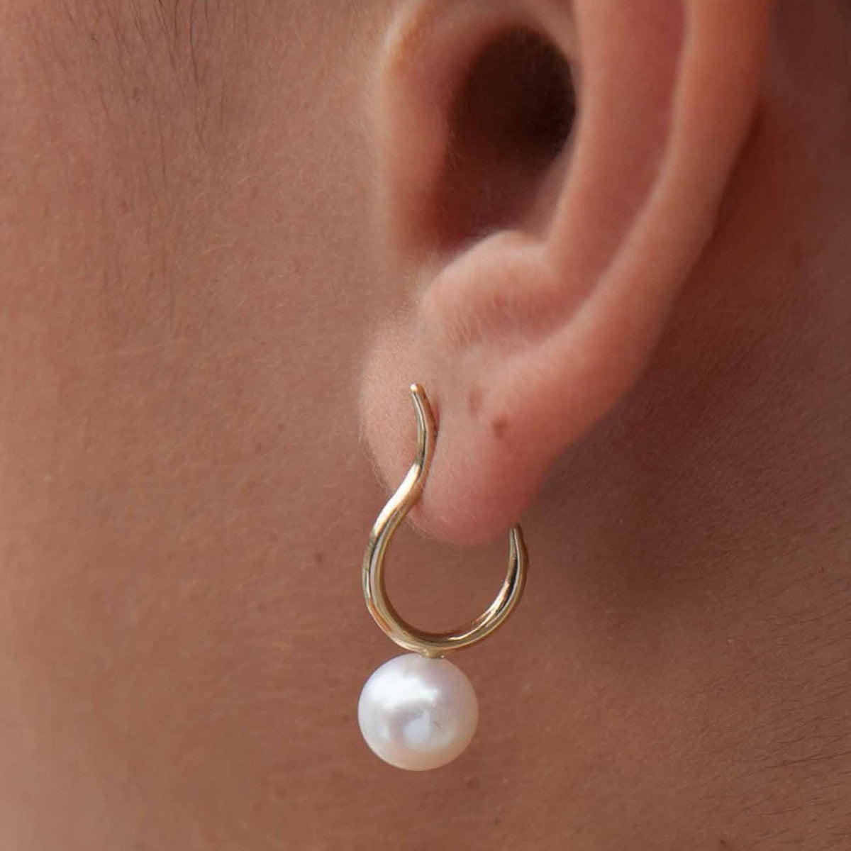 Pearl Moon Hoops, White