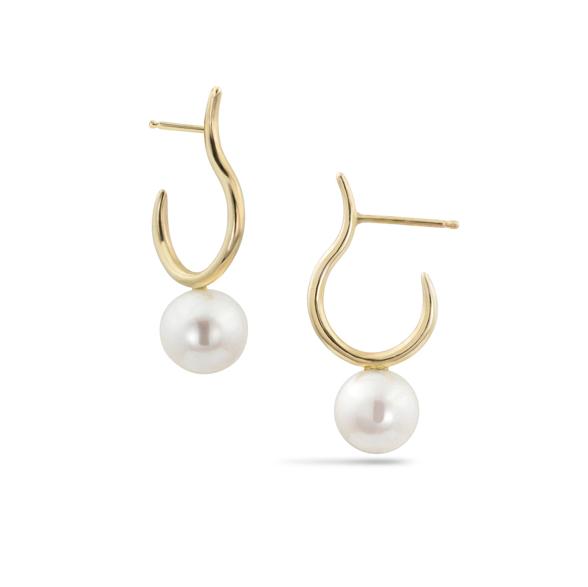 Pearl Moon Hoops, White