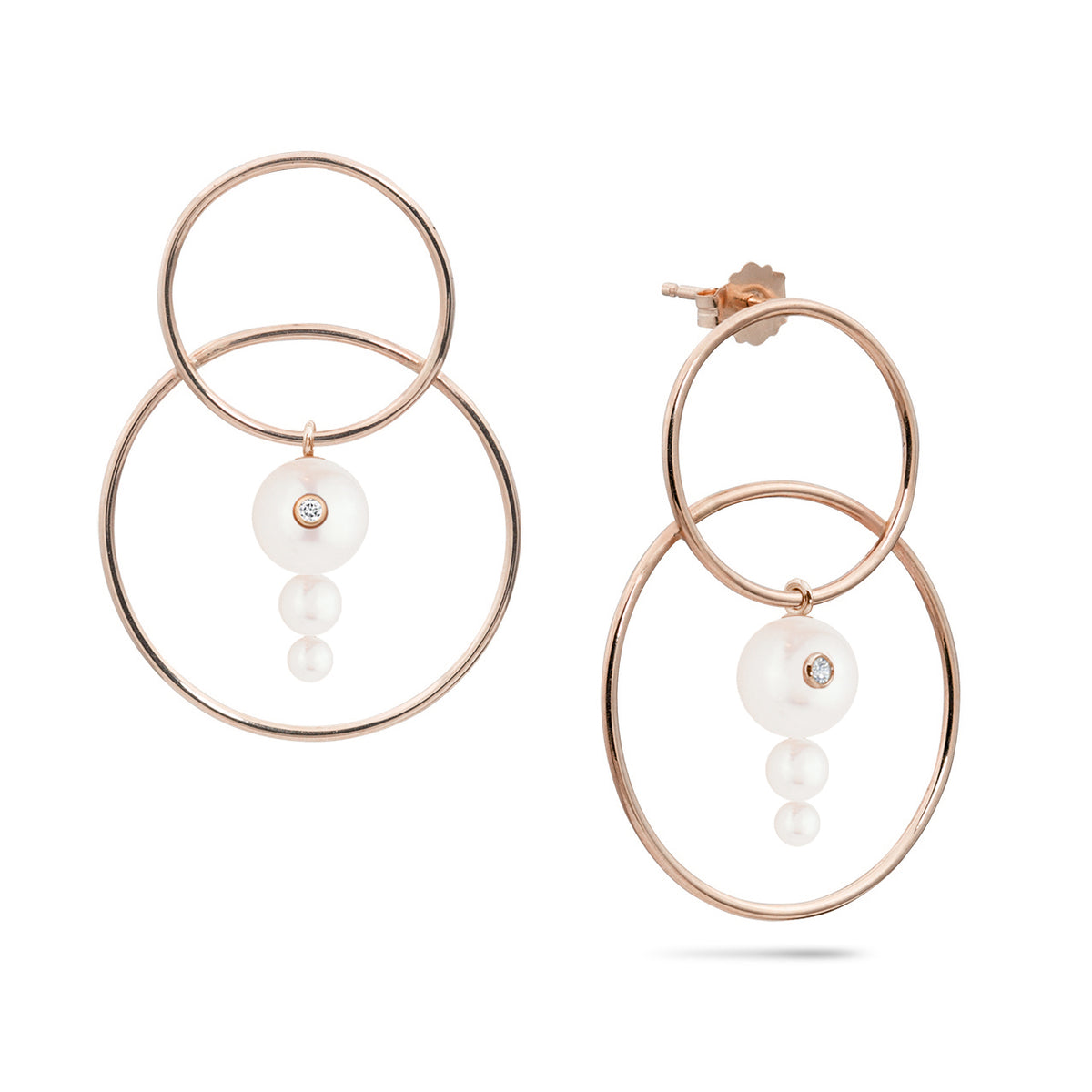 Triple Pearl Diamond Scarpa Earrings