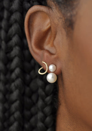 HANDMADE Waterproof Anti Tarnish Two in One Pearl Ear Jacket Earring  Elegant Stud Earrings Gold, Silver - Etsy